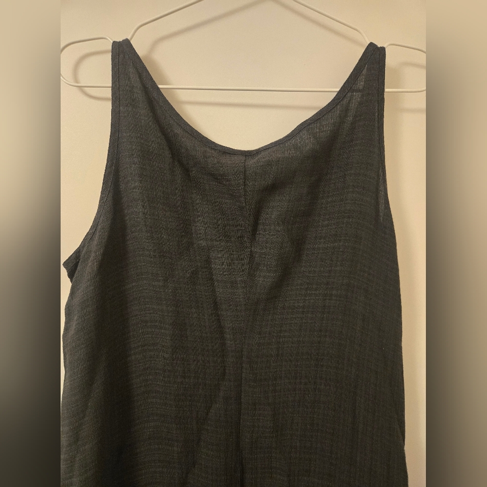 Eileen Fisher Black Linen Aline Tank Dress - Picture 7 of 10